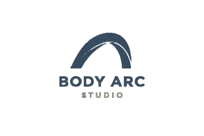 Logo of Body Arc Studio with a blue arch on a white background